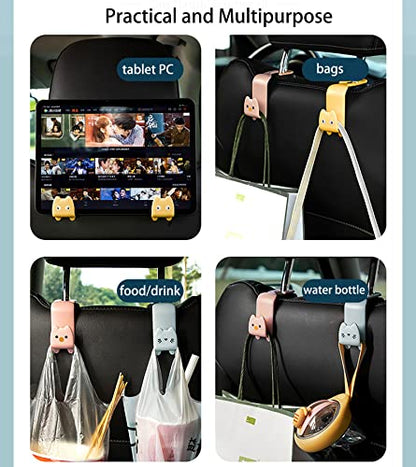 Fashion Car Seat Back Organizers, 4 Pack Universal Headrest Hooks, Bag Holder, Automobile Seat Back Hanger for Purse Bags and Coats (Random Color)