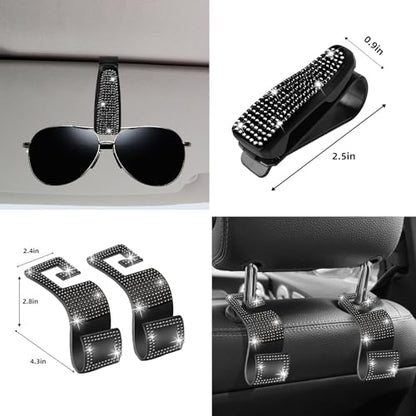 NBTEPEM 27 PCs Black Bling Car Accessories Set for Women, Steering Wheel Covers Universal Fit 15 Inch, Bling License Plate Frame, Bling Phone Holder, Bling Car Coasters (Black Diamond) - color: Black Diamond
