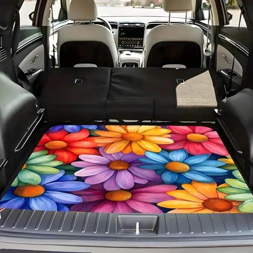 Universal Car Trunk Mat, All Weather Trunk Protection Cargo Liner, Stylish Vehicle Interior Accessories, Durable Cargo Mat Rear Trunk Line Suitable for Most Car (Colorful Floral, 29" x 39") - color: Colorful Floral