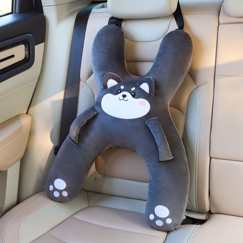 Car Pillow for Travel – Animal-Themed Car Seat Cushion with Safety Belt Protector – 4 Cute Styles: Pig, Dog, Rabbit, Panda (Pig) - color: Pig
