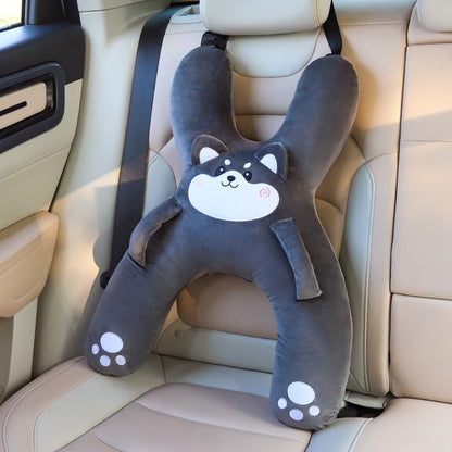 Car Pillow for Travel – Animal-Themed Car Seat Cushion with Safety Belt Protector – 4 Cute Styles: Pig, Dog, Rabbit, Panda (Pig) - color: Pig