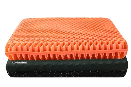 Plus Size Gel Seat Cushion for Long Sitting, Large and Thick, Breathable Support Seat Cushion for Back, Hip, Sciatica, Tailbone Pain Relief, Use for The Office, Wheelchair, Car, Recliner.(Orange)