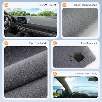 Upgraded Gray Dashboard Cover for 2023-2026 Honda CR-V Accessories,Custom Fit Dash Cover Mat Carpet Sunshade Pad UV Protection Anti-Glare Non-Slip【Sensor Friendly】 - size: 23+CR-V Dash Cover(Gray)