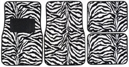 44068 Fashion Zebra Black/White Carpet Floor Mat Set - 4 Piece