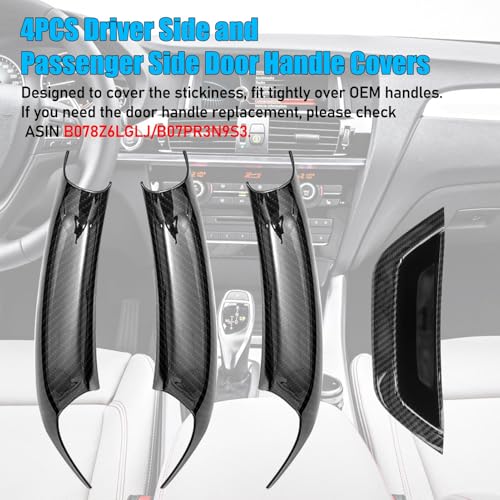 Jaronx Compatible with BMW X3 F25/X4 F26 Door Handle Cover,4PCS Driver Side Door Armrest Insert & Interior Passenger Pull Handle Covers for BMW X3 F25 2010-2016,X4 F26 2014-2017 (Carbon Fiber Pattern) - color: Carbon, size: 4Pieces
