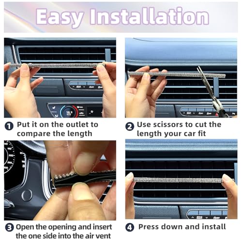NBTEPEM Bling Car Air Conditioner Decoration Strip for Vent Outlet, 10 PCS Universal Rhinestone Car Vent Outlet Trim Decorations, Bling Interior Accessories for Women and Girls (Multicolor) - color: Multicolor