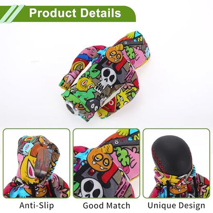 Universal 15.5x11cm/6.1"x4.33" Gear Shift Knob Cover Decoration Stick Shifting Handle Protector Polyester 1 Pc Skeleton Hoodie Style Orange Green Red