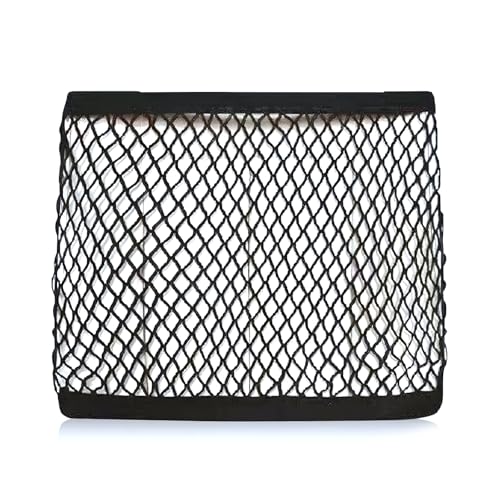 Car Front Seat Organizer, Passenger Seat Elastic Organizer Net with Buckle, Multifunctional Storage Net for Phone, Bottles, Toys, Universal for Cars, Trucks, SUVs (Black)