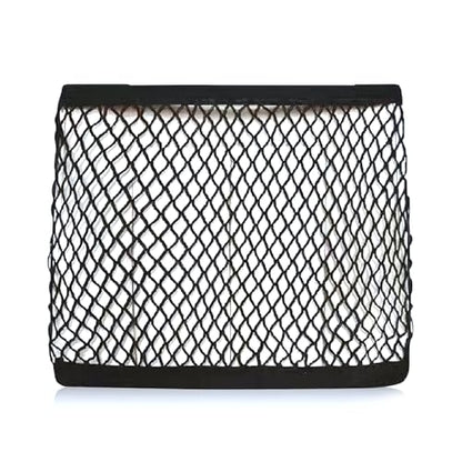 Car Front Seat Organizer, Passenger Seat Elastic Organizer Net with Buckle, Multifunctional Storage Net for Phone, Bottles, Toys, Universal for Cars, Trucks, SUVs (Black)