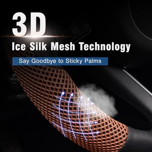 Steering Wheel Cover, Universal 15 inch, Microfiber Leather Viscose, Breathable, Anti-Slip,Warm in Winter and Cool in Summer, Black&Brown - color: brown, size: Standard Size[14.5"-15"]