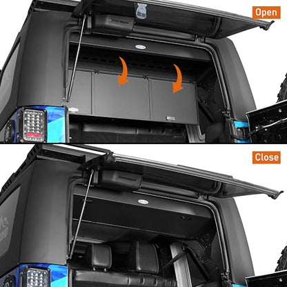 Hooke Road JKU Rear Trunk Upper Locking Storage Box Security Organizer for 2007-2018 Jeep Wrangler JK Unlimited 4-Door Hardtop, Interior Rooftop Cargo Carrier