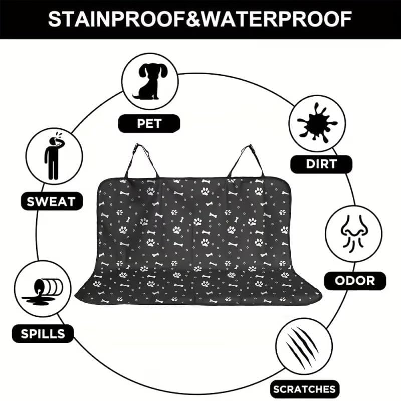 Waterproof Pet Car Seat Cover 49 x 51 in, Oxford Cloth Dog Car Seat Protector, Anti-Slip & Scratchproof Back Seat Cover, Urine Resistant Hammock Mat for Dogs & Cats