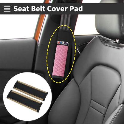 Black Beige Seat Belt Cover Pad Faux Leather 24cm Seatbelt Strap Cushion Shoulder Padding 2 Pcs - color: Black,Beige