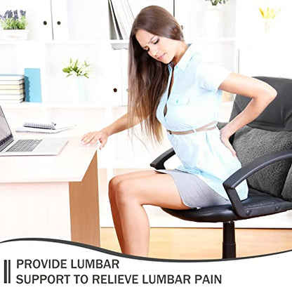 Queekay Fleece Lumbar Support Pillow 3 Section Back Pillow Office Chair for Back Support Comfortable Lumbar Cushion for Car Seat Pain Relief Sofa Rest(Gray)