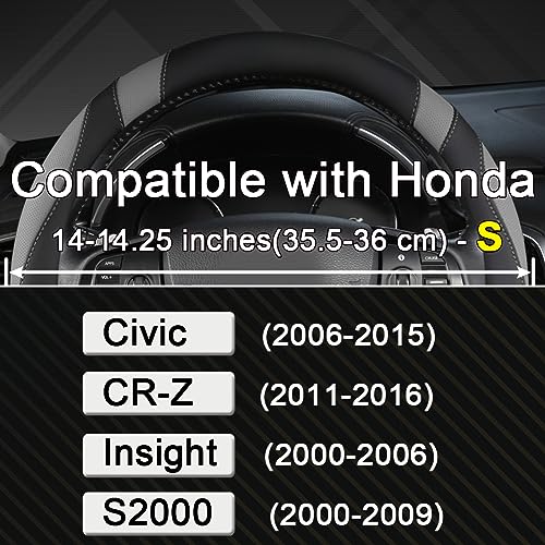 West Llama Customized Auto Car Steering Wheel Cover for Honda Civic, CR-Z, Insight, S2000, 14" - 14.25" (Black+Gray-Small Size) - color: A-Black+Gray, size: Small Size (14 ''-14 ½'')