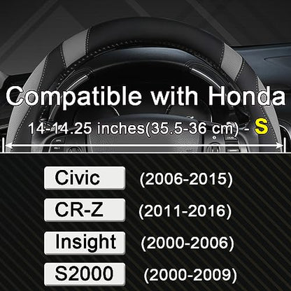 West Llama Customized Auto Car Steering Wheel Cover for Honda Civic, CR-Z, Insight, S2000, 14" - 14.25" (Black+Gray-Small Size) - color: A-Black+Gray, size: Small Size (14 ''-14 ½'')