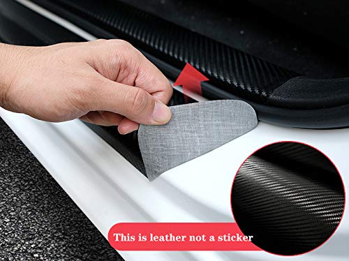 MAXMILO 4Pcs Car Door Sill Protector Reflective 4D Carbon Fiber Leather Sticker Decoration Door Entry Guard Accessories Compatible with Colo4x4rado Off Road (Red)