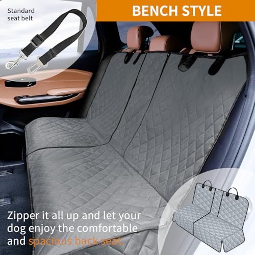 IVY&LANE Dog Car Seat Cover for Back Seat,Conversible 2-in-1 Waterproof Front Seat Cover,Heavy-Duty & Scratchproof Car Seat Protector Cover for SUVs,Trucks and Sedans(Large,Grey) - color: Grey, size: Large