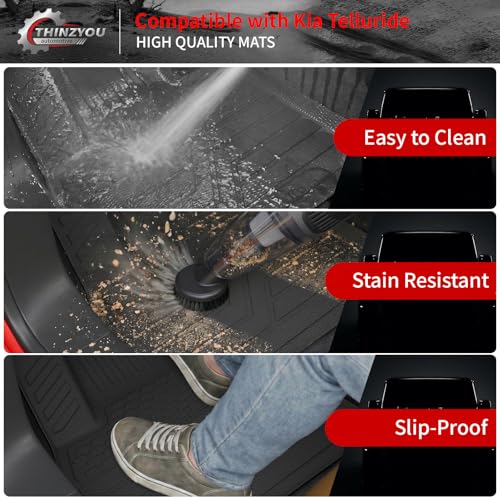 Floor Mats Compatible with 2020-2025 Kia Telluride 7&8 Seats (NOT for 2027) Cargo Mat Cargo Liner Back Seat Cover 2024 Telluride Accessories (Trunk Mat with Backrest Mats+Floor Mats) - style: For Kia Telluride | 2020-2025