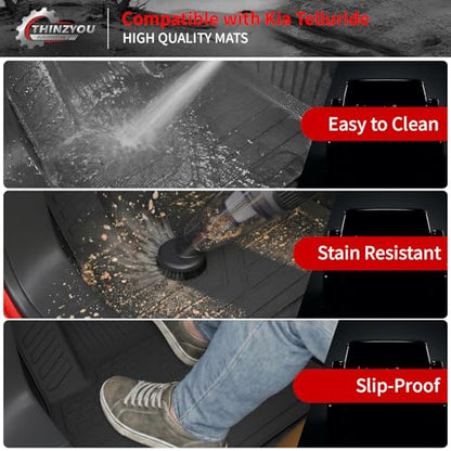 Floor Mats Compatible with 2020-2025 Kia Telluride 7&8 Seats (NOT for 2027) Cargo Mat Cargo Liner Back Seat Cover 2024 Telluride Accessories (Trunk Mat with Backrest Mats+Floor Mats) - style: For Kia Telluride | 2020-2025