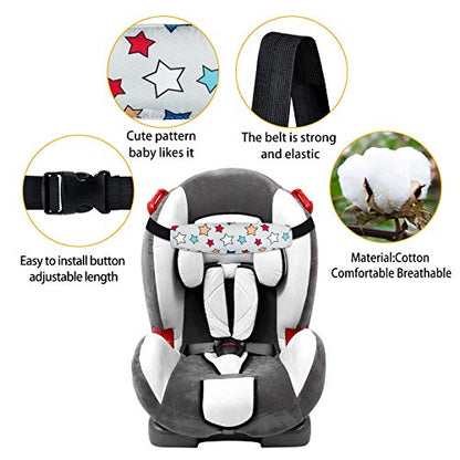 Baby Carseat Head Support,Car seat Straps Pillow Support Ban,Stroller Neck Relief Strap Headrest,Slumber Sling Sleep Positioner for Toddler Infants Child Children Kids(White Stars + Birds) - color: White