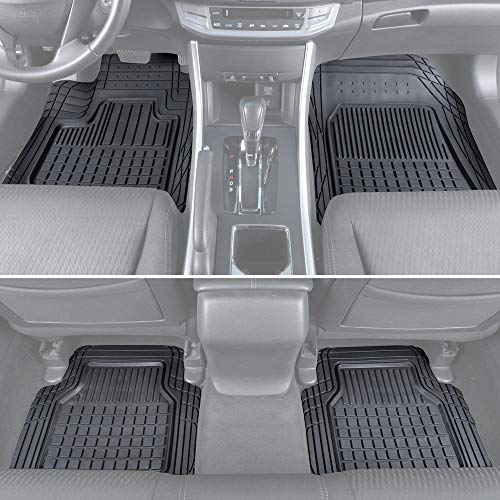 Motor Trend Flextough Semi-Custom Fit Car Floor Mats for Coupe Sedan Van SUV & Truck - Odorless Heavy Duty Rubber Floor Liners 4 Pieces Set - Trimmable (Black) (MT180)
