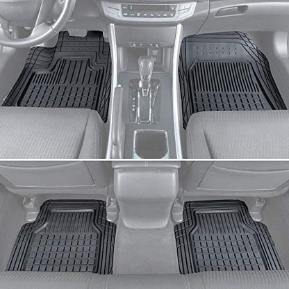 Motor Trend Flextough Semi-Custom Fit Car Floor Mats for Coupe Sedan Van SUV & Truck - Odorless Heavy Duty Rubber Floor Liners 4 Pieces Set - Trimmable (Black) (MT180)