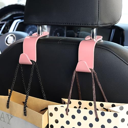 Soleebee 4 Pack Car Seat Hooks - Universal Auto Hooks, Back Seat Hangers, Storage Organizer (Pink) - color: Pink