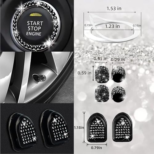 NBTEPEM 27 PCs Black Bling Car Accessories Set for Women, Steering Wheel Covers Universal Fit 15 Inch, Bling License Plate Frame, Bling Phone Holder, Bling Car Coasters (Black Diamond) - color: Black Diamond