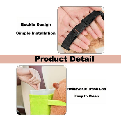2-in-1 Car Tissue Holder & Trash Bin Organizer Cute Plush Bear/Rabbit/Capybara for Armrest Easy to Install Soft & Adorable (Bear)