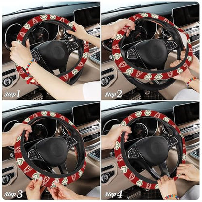 Christmas Tree Car Steering Wheel Cover, Non-Slip Absorbing Sweat Car Wheel Cover Accessories for Men Women,Universal 15" Fit Auto SUV Vans Trucks - color: Christmas Tree