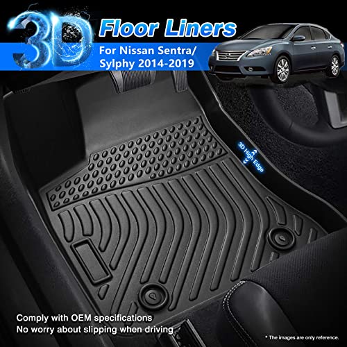 Sentra Floor Mats Fit for Nissan Sentra/Sylphy 2014-2019, All Weather Floor Mat for Sentra Accessories, Heavy Duty Waterproof - size: 5)Nissan Sentra/Sylphy【2014-2019】