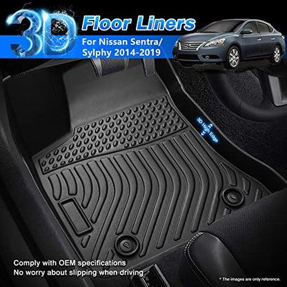 Sentra Floor Mats Fit for Nissan Sentra/Sylphy 2014-2019, All Weather Floor Mat for Sentra Accessories, Heavy Duty Waterproof - size: 5)Nissan Sentra/Sylphy【2014-2019】