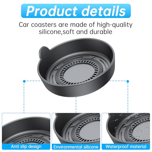 【4 Pack】Lantazi Car Coasters for Cup Holders【Non Slip & Shockproof】Car Cup Coasters for Car Cupholder Coasters Waterproof Sift-Proof Spill Silicone Car Cup Holder insert Car Accessories for Women Man