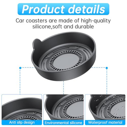 【4 Pack】Lantazi Car Coasters for Cup Holders【Non Slip & Shockproof】Car Cup Coasters for Car Cupholder Coasters Waterproof Sift-Proof Spill Silicone Car Cup Holder insert Car Accessories for Women Man