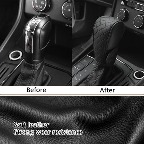 Gear Shift Knob Cover PU Leather Car Stick Shift Knob Cover Universal Fit for Most Cars, Non-Slip Gear Shifter Protector, Stylish Gear Shift Hoodie (Black) - color: Black
