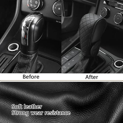 Cxtiy Gear Shift Knob Cover PU Leather Car Stick Shift Knob Cover Universal Fit for Most Cars, Non-Slip Gear Shifter Protector, Stylish Gear Shift Hoodie (Black) - color: Black