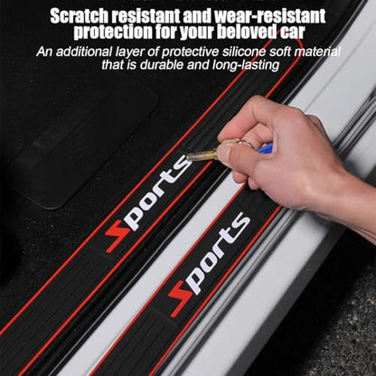 Car Door Sill Protector, 4PCS Anti-Scratch & Waterproof Auto Door Edge Step Threshold Protection, Vehicle Exterior Entry Guard Cover, Universal for SUV Sedan Truck (Black/Red/Sport)