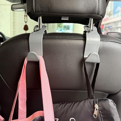 4-Pack 360° Rotating Car Seat Headrest Hook 4 Pack Hanger Universal Vehicle Car Storage Organizer for Handbag Purse Coat with Clip Gray - color: Gray