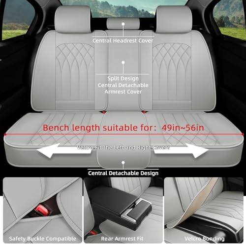 Car Seat Covers Full Set, 5 Seat Covers for Cars, Car Seat Protector Waterproof, Luxury Leather Car Seat Cushion, Car Seat Covers Front Seats and Back Fit for Most Cars (Gray, Full Set) - color: Gray