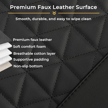 Black Seal 1-Pack Front Car Seat Cover, Faux Leather Seat Bottom Cover with Partial Backrest Protection, Side Wrap Design, Universal Fit for Most Cars, SUVs, Trucks, Vans (Black) - color: Single-Black