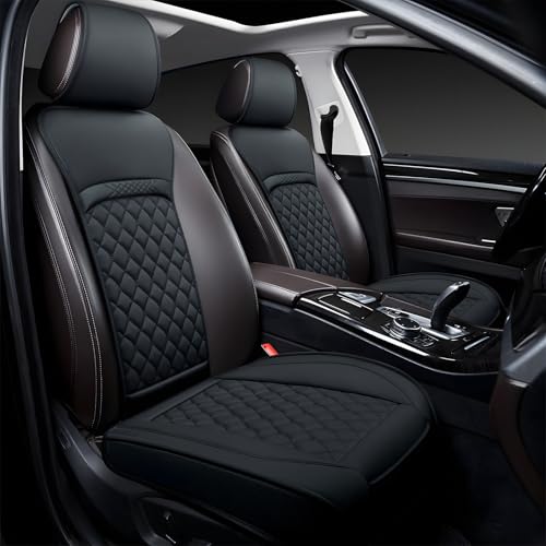 Front Car Seat Covers for Land Rover,Leather Waterproof Seat Protector Custom Fit Land Rover Defender Discovery Range Rover Evoque Sport Velar,2 Pack,Black - color: Black