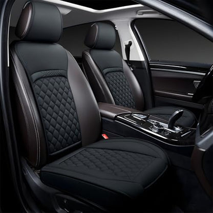 Front Car Seat Covers for Land Rover,Leather Waterproof Seat Protector Custom Fit Land Rover Defender Discovery Range Rover Evoque Sport Velar,2 Pack,Black - color: Black