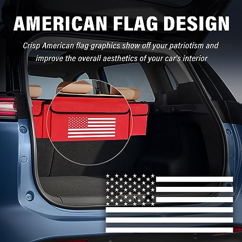 Turcee Car Trunk Organizer,Large Capacity Car Storage Organizer with US Flag Design,Hanging Foldable Car Organizers and Storage Car Interior Accessories (Red) - color: Red
