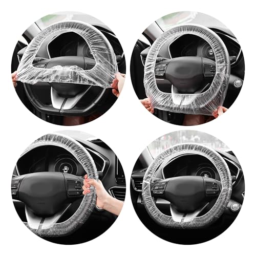 100PCS Disposable Steering Wheel Covers,Disposable Steering Wheel Protector with Elastic for Avoiding Scuffs & Scratches,Universal Car Steering Wheel Cover Car Accessories - color: 100PCS