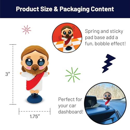 Jesus Dashboard Dancer – Fun Bobblehead of Christ with Open Arms – Religious Car Accessory with Sticky Pad – Cute and Unique Gift for Believers, Christian Drivers & Faithful Friends - style: Jesus Dancer
