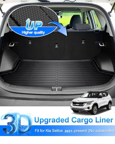 Cartist Cargo Liner Custom Fit for Kia Seltos 2021-2024 2025 2026 in Upper Position(Fits Without Subwoofer)(No SX Turbo Models) All Weather Trunk Floor Mat TPE Waterproof - size: 5)Kia Seltos (Fits Without Subwoofer)【2021-2025】