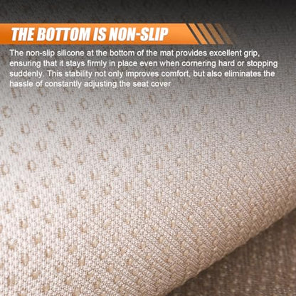 Car Front Seat Cover, Breathable Linen Automotive Seats Cushion, Anti-Slip Vehicle Seat Pad with Storage Pocket, Universal Auto Seats Protection Mat (BeigeSg)