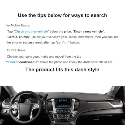Yiz Dashboard Mat Dash Cover Custom Fit for 2015-2020 Chevy Chevrolet Tahoe Suburban/GMC Yukon Without Forward Collision Alert, Without Head Up Display (Black) J133 - color: 15-20Black
