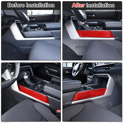 Aunginsy Inner Center Console Gear Control Panel Side Strip Cover Trim Compatible with Toyota Tundra/Sequoia 2022-2024 Car Center Console Gear Box Side Panel Protect Sticker Moulding Strip Accessories - size: Center Console Gear Control Panel Side Strip T